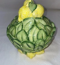 Vintage Italian  Ceramic Antichove  Bowl Tureen with Lid