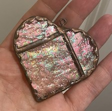 Handmade Fused Iridescent Glass Heart Window Suncatcher Light Decor 2 1/2