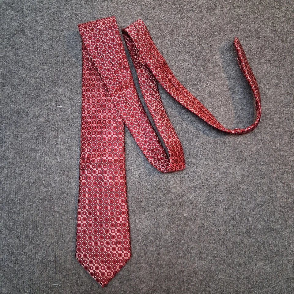 Corbata negra y marrón 1826 nueva con etiquetas patrón geométrico rojo 100% seda 58x3,25 Foto 4 de 4