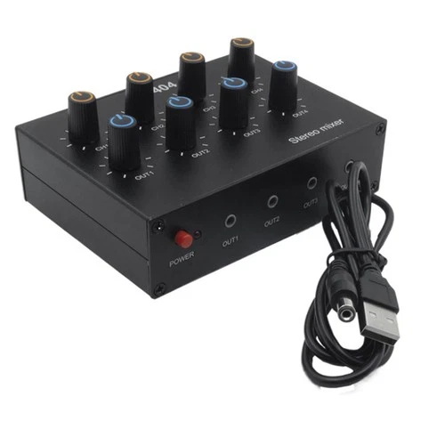 AU-404 Stereo-Sound-Mixer mit Vier Multi-EingäNgen und AusgäNgen, Zweikanal8909