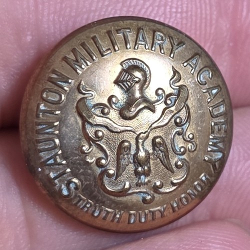 Staunton Military Academy Vintage Brass Uniform Button Wm C Rowland Phila Crest