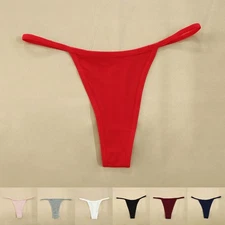 Basic Low Waist Cotton Thong for Women with Thin Straps and Solid Color