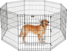 Dog Playpen - Foldable Metal Exercise Puppy Play Pen with 8 24X30In Panels - Ind