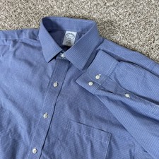 Brooks Brothers Dress Shirt Mens 16.5 4/5 Blue Regent Fit Non-Iron Cotton 1818