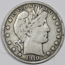 1910-s Barber Half Dollar.  Fine.  212724
