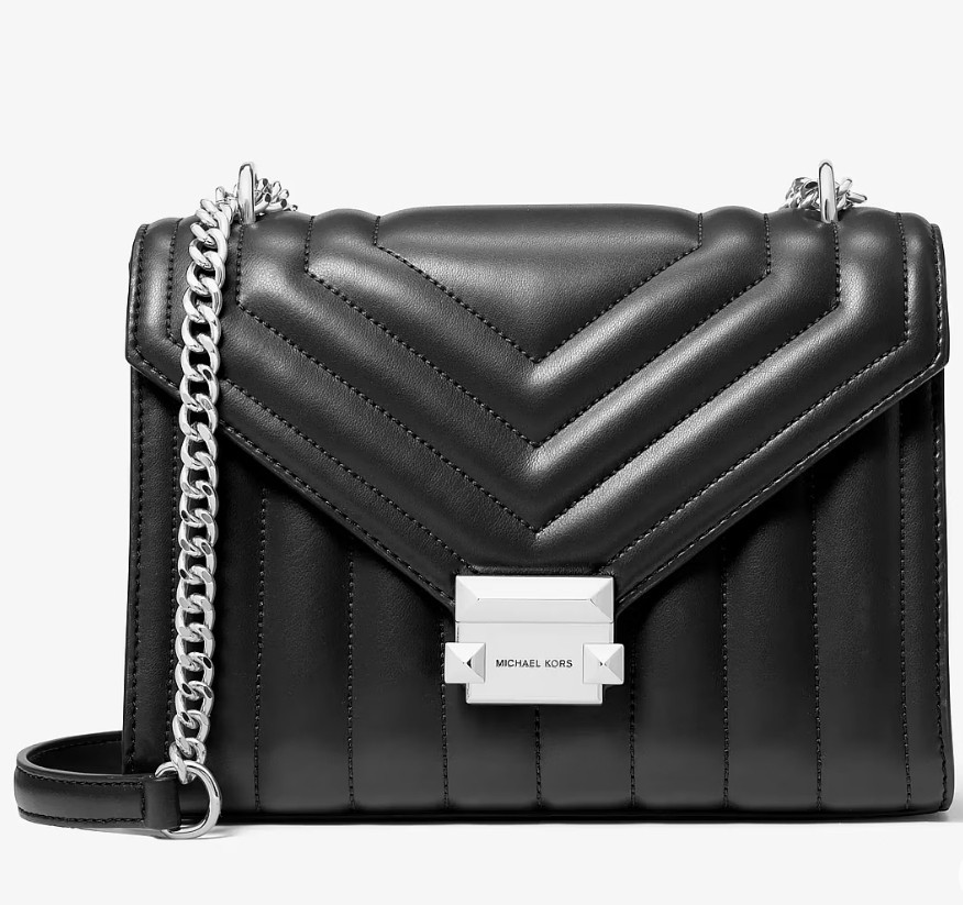 NWT Michael Kors Whitney Medium Shoulder/Crossbody Bag Black/Silver