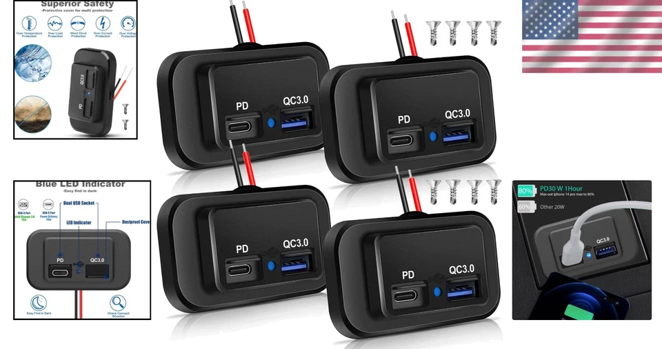 Dual USB Charger Panel for RVs & Marine Vehicles - Image 2 of 4