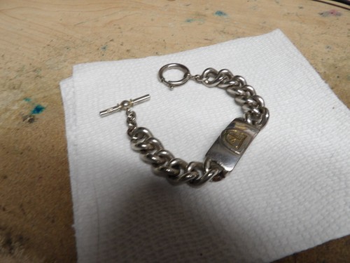 RARE VINTAGE MEN'S RALPH LAUREN CHUNKY CURB LINK SILVER PLATE 8" TOGGLE BRACELET - Picture 3 of 4