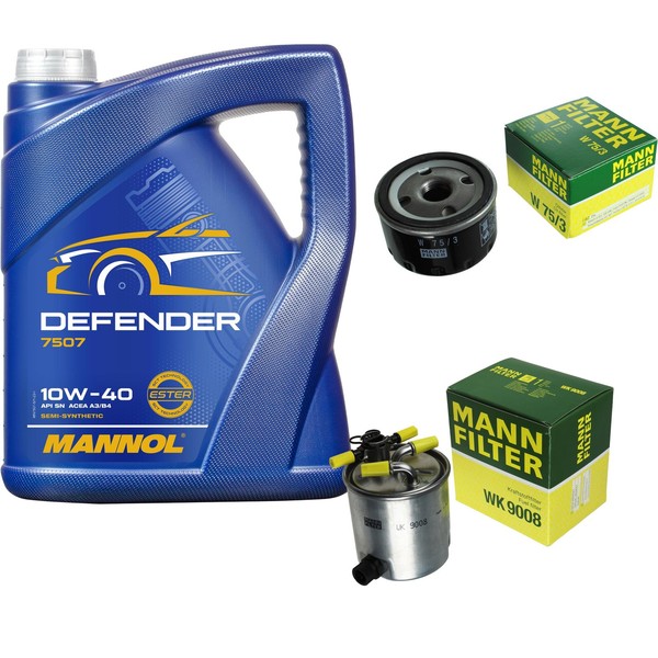 Mann Inspektionspaket 5L Mannol Defender 10W-40 FüR Suzuki Jimny 1.5 Ddis 4X4-image