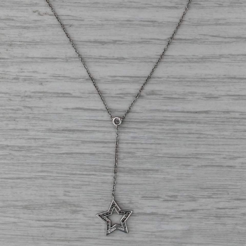 Tiffany & Co 0.20ctw Diamond Star Lariat Necklace w/ Pouch 950 Platinum 16.25" - Image 2 of 4