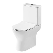 Compact Rimless Toilet Pan, Cistern and Soft Close Sandwich Seat - 800mm x 375mm