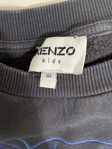 Kenzo Kids Used Dark Gray Sweatshirt With Blue Tiger Size 14 - Picture 4 of 4