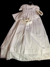 New  LITTLE THINGS MEAN A LOT  Christening Gown-Bonnet  Booties 0-3