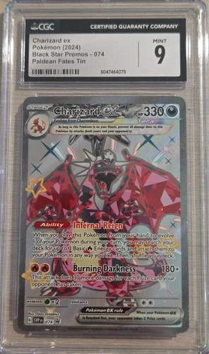 2024 Pokémon Black Star Promo Charizard ex #074 Paldean Fates CGC 9 Mint