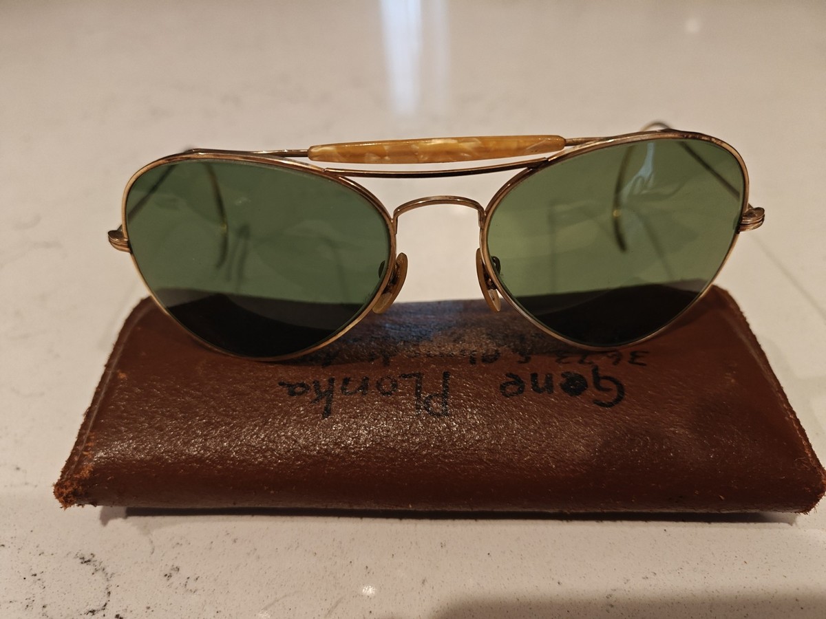 Ww2 Vintage 1/10–12K Gold Filled USA Aviator Sunglasses w  display picture 2