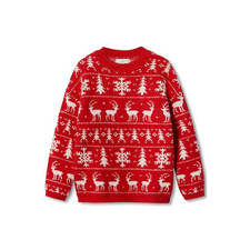 Mango Sweater Kids 9-10 Years Red Reindeer Snowflakes Christmas Pullover RED607