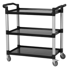 Service Cart Heavy Duty 3-Shelf Rolling Utility/Push Cart with Lockable Wheel...