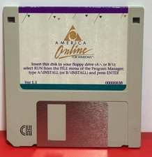 1993 AMERICA ONLINE AOL for Windows 3.5" DISC Version 1.1 - Rare - Vintage