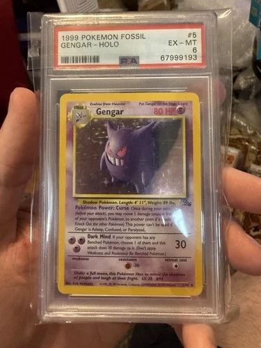 1999 POKEMON FOSSIL #5 GENGAR-HOLO PSA 6