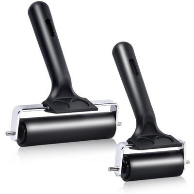 Wlivxch 2Pcs Hard Rubber Brayer Rollers (4 Inch and 2.2 Inch) for Black