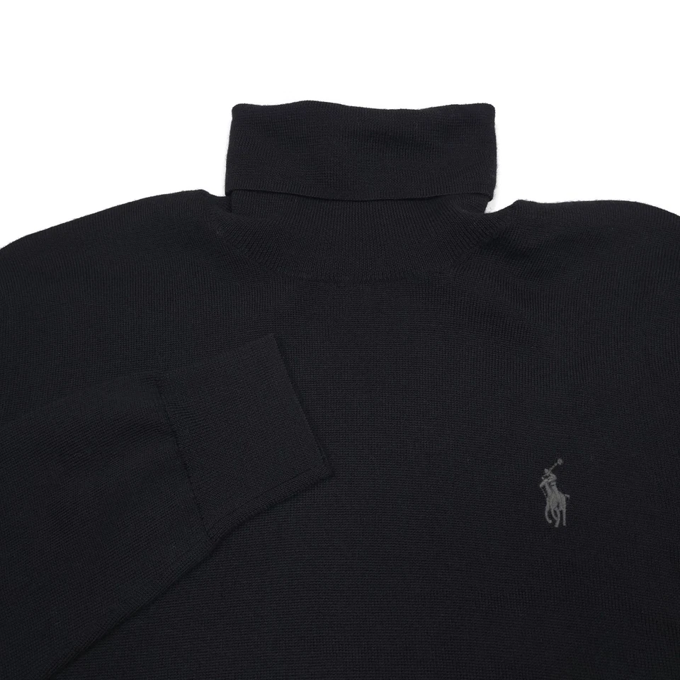 $148 Polo Ralph Lauren Negro Lavable Lana Cuello Alto Suéter Para Hombres Talla Pequeña Foto 2 de 4