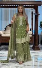 New Collection Faux Georgette Top And Palazzo With Dupatta For Women  Girls