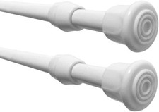 2 Pack Spring Tension Curtain Rods 18 to 28 inches White 2Pcs 18-28" ,