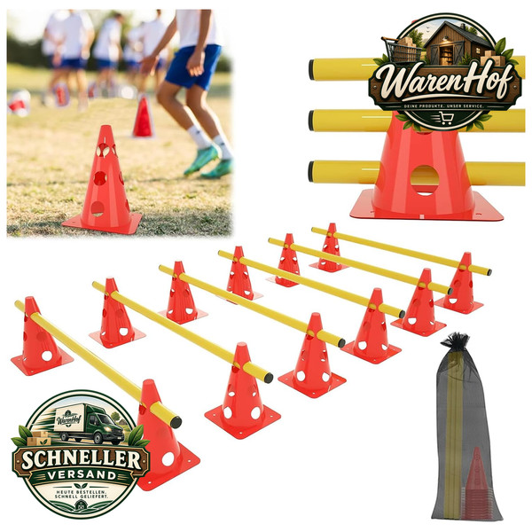 SteckhüRdenset 6Er Agility HüRden 12 Kegel 6 Stangen HöHe 32Cm FüR Kinder Hunde-image