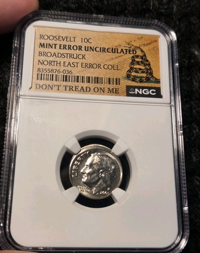 2005 P NGC Uncerculated Roosevelt Dime Broad Struck Don't Tread On Me NE ERROR