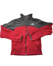 North Face Denali Men's Small Fleece Red Gray Zip Up Jacket with Pockets