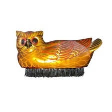 Mid Century Owl Clothing Brush Lacquered Wood Retro Gold Orange 6