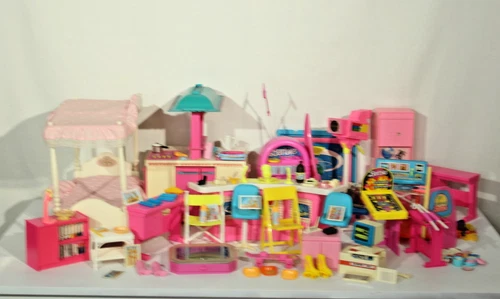 Vintage 1980s Barbie Furniture Lot Dream Home Accessories News Studio Mattel