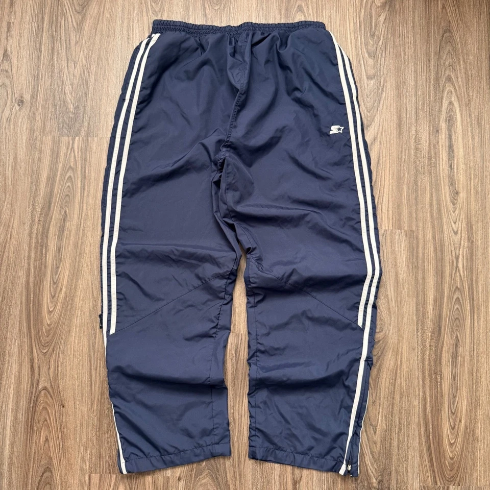 Pantalones deportivos Starter para hombre azul marino blanco a rayas XL cremallera al tobillo Foto 2 de 4