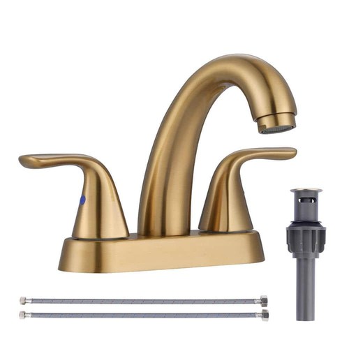 IVIGA 4 in. Centerset Double Handle High Arc Bathroom Faucet with Drain Kit, and