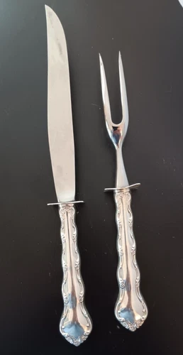 Vintage Reed and Barton carving knife sterling silver handle with Fork
