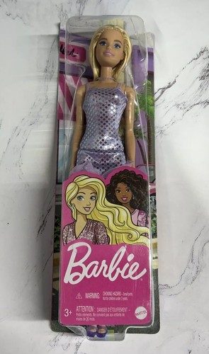 Mattel Barbie Doll Blonde Hair, Short Purple Sequin Dress HJR93 New Damaged Pkg - Picture 11 of 17