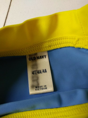 Old Navy Boys Size 4T Yellow Blue Caution I Bite Swim Top Shark - Picture 10 of 12