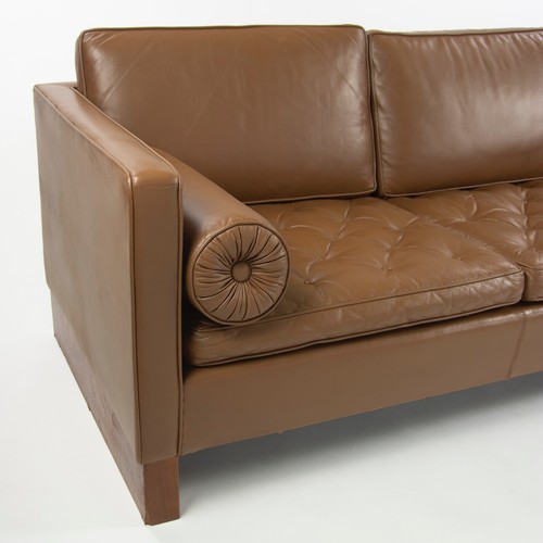 Rare 1960's Mies Van Der Rohe Knoll International Brown Leather Three Seat Sofa - Picture 5 of 10