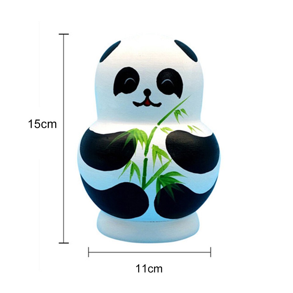 Panda Nesting Wooden Doll Cute 10Pcs Panda Nesting Doll For Home eBay