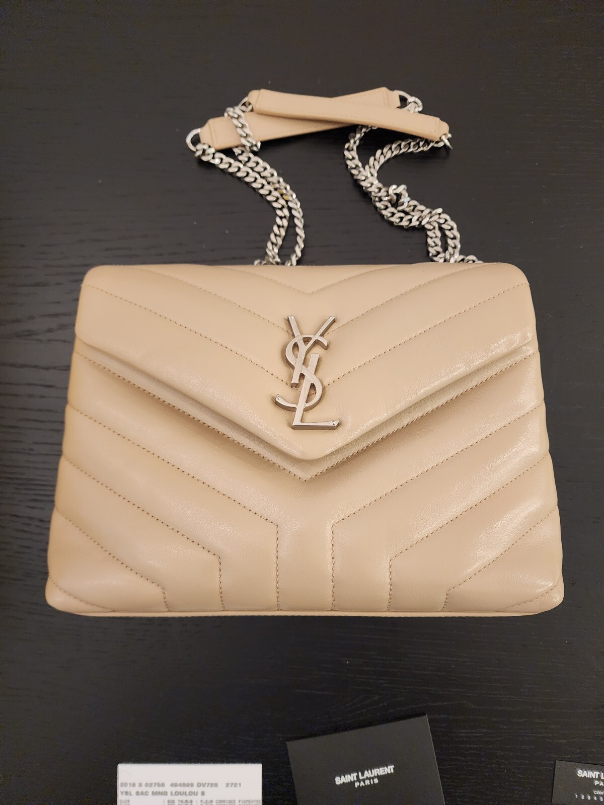 Borsa LIMITED YSL Saint Laurent Loulou beige pelle chevron media $2800