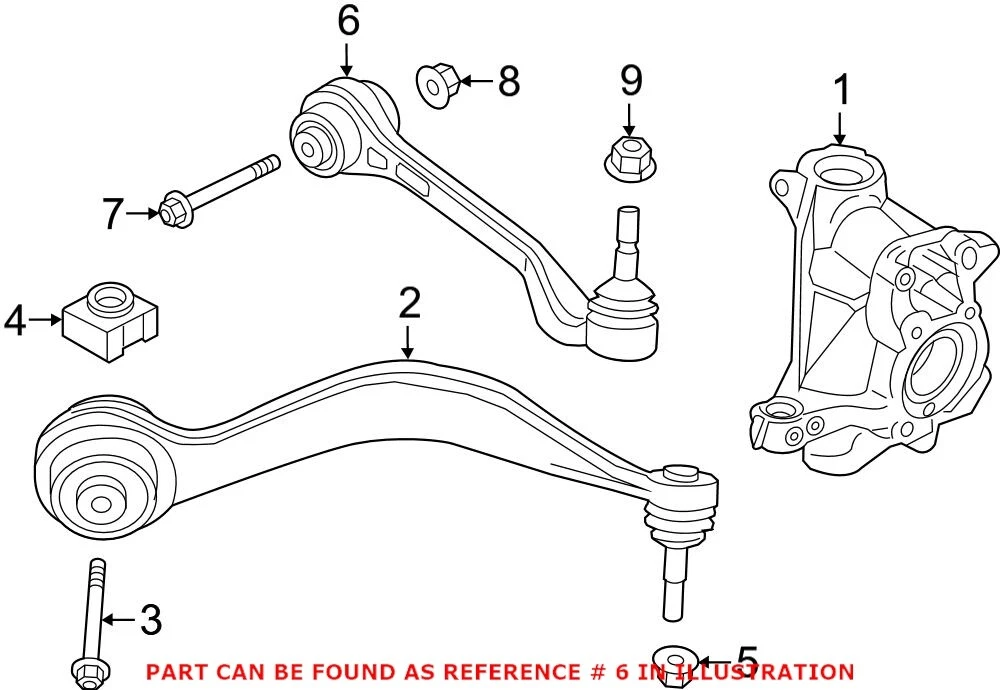 Genuine OEM Front Left Rearward Suspension Control Arm for BMW 