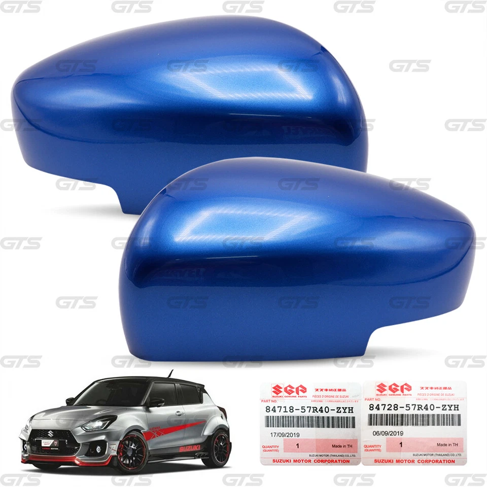 L+R Blue Mirror Wing Cover Fits Suzuki Swift Hatchback GLX Top Model 2018 2021 - Image 2 of 4