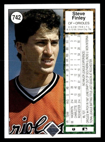 Steve Finley 1989 Upper Deck Rookie Card #742 Baltimore Orioles - Picture 2 of 2