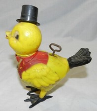 Vintage Wind-up Yellow Hard Plastic Bird in Top Hat - not working
