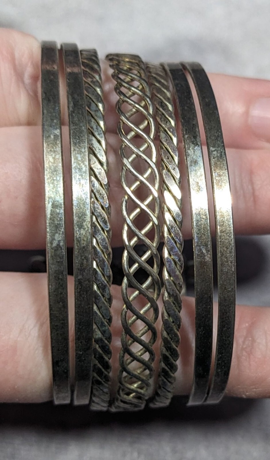 Braided Multilayer Silver Tone Cuff Bracelet - image 1