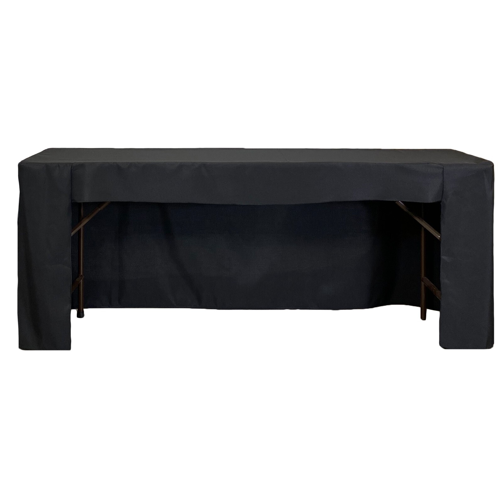 8 ft. x 18 in Fitted Open Back Polyester Rectangular Tablecl