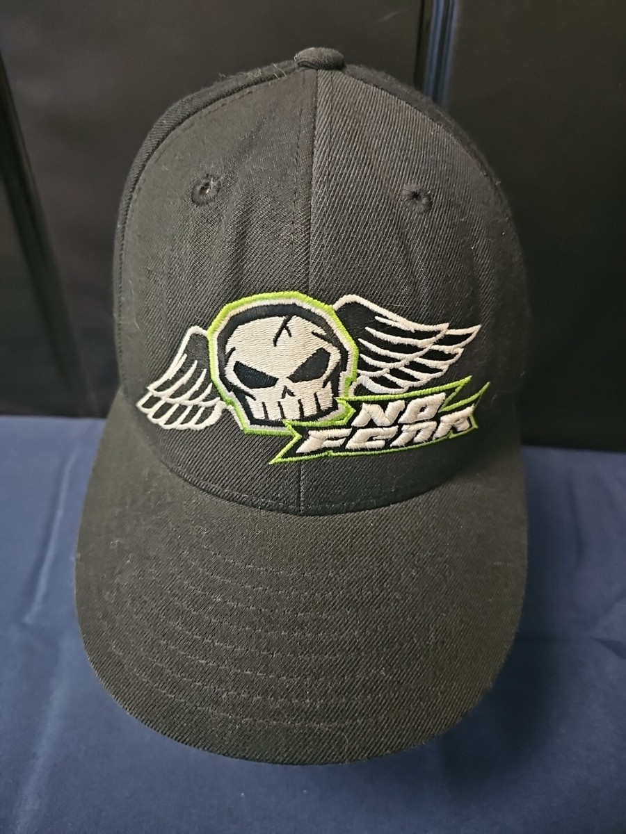 No Fear Cap Y2K Vintage Winged Skull Black Flex Back Super Energy