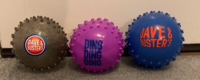 Set of 3 Dave & Buster's Spike Rubber Squeeze Balls - Relaxation at Your Fingers