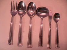 Set Of 6 Pieces Pfaltzgraff Miranda Stainless Serving Hostess Set Beaded Handle