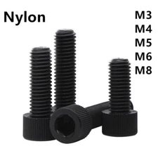 M3 M4 M5 M6 M8 Black Plastic Nylon Hex Socket Bolts Cap Head Screws